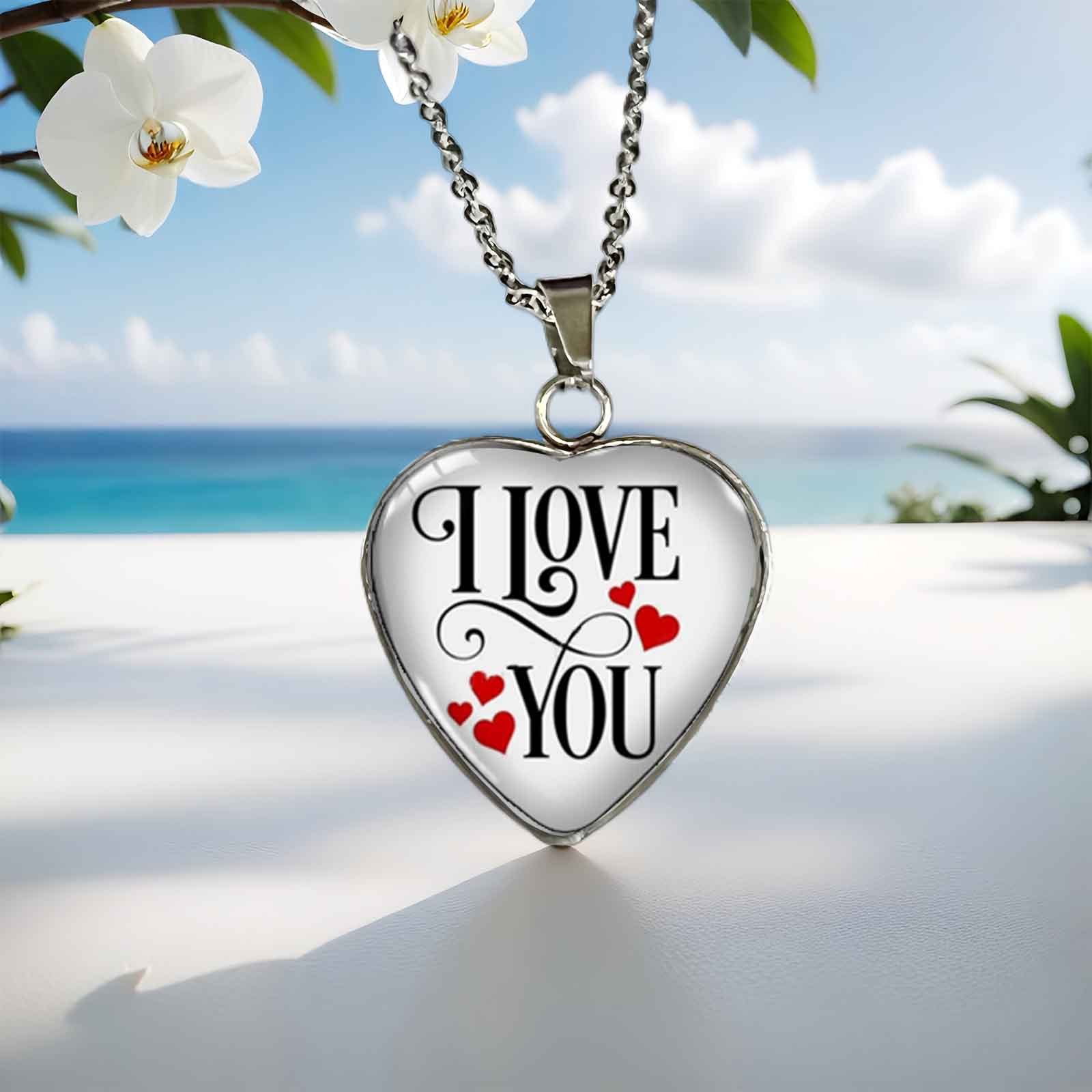 Romantic "I Love You" Heart Pendant Necklace